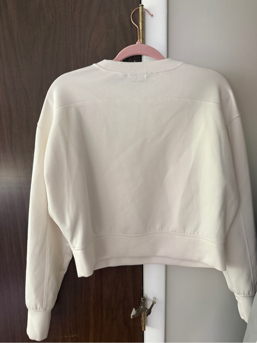 Danskin Cream Ribbed Crewneck Pullover - Picture 3 of 3